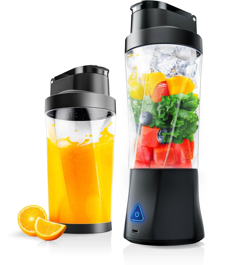 Portable Blender Cordless 24oz Vessel Personal Blenderfor Shakes Smoothies BPA Free LeakproofLid Sip Spout USBC Rechargeable Self Cleaning Travel with 6 Sharp Blade Black