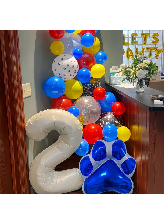 CYMYLAR CYMYLAR 3PCS 25 * 28 inch Blue White Dog Paw Balloon Blueyi Foil Balloons/Blueyi Birthday Party Supplies Balloons/Baby Shower Girls and Boys Blue Theme Happy Birthday Party Decorations  - Image 4