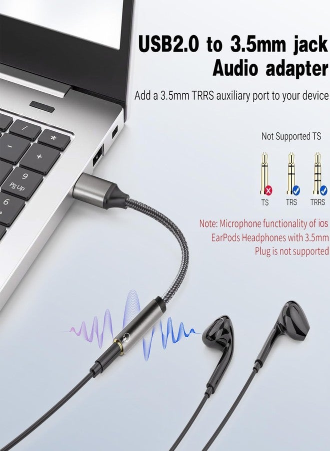 Duttek USB to Headphone Jack Adapter 1FT/30cm, USB to 3.5mm Jack Audio Adapter, USB2.0 Male to 3.5mm Female AUX Audio Jack Cable for Laptop,PC, Mac, PS4 etc - Image 4