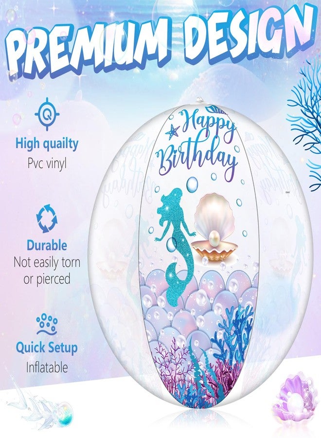 MiniInflat 6 Pack Birthday Beach Ball for Pool Birthday Party Decorations 16'' Large Clear Inflatable Ball Swimming Pool for Outdoor Fun Water Games Favors(Mermaid Style) - Image 5