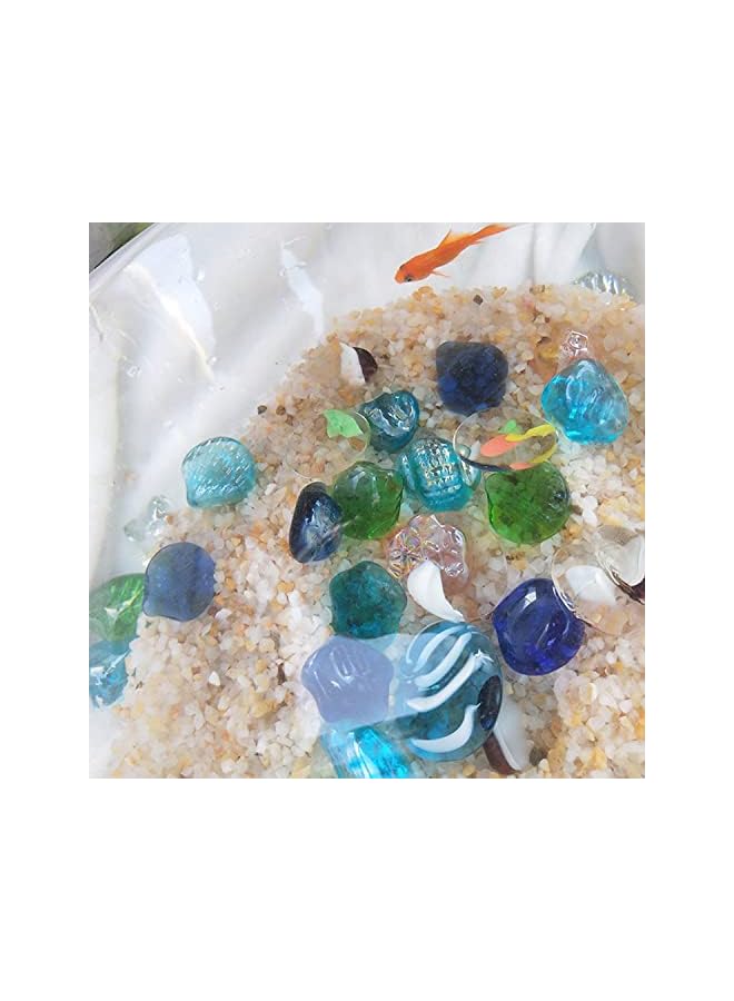 The Bros حجارة زجاجية مزخرفة للأكواريوم، رخام وحصى، صخور صناعية مجمدة للمياه العذبة، حصى لزينة الأحواض، حشوة للزهور 500 جرام (أزرق بحري) - Image 2