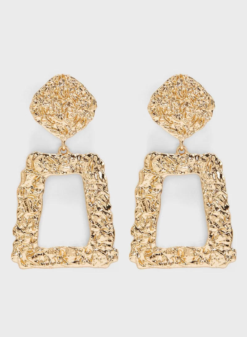 Ginger Open Rectangle Textured Drop Earing