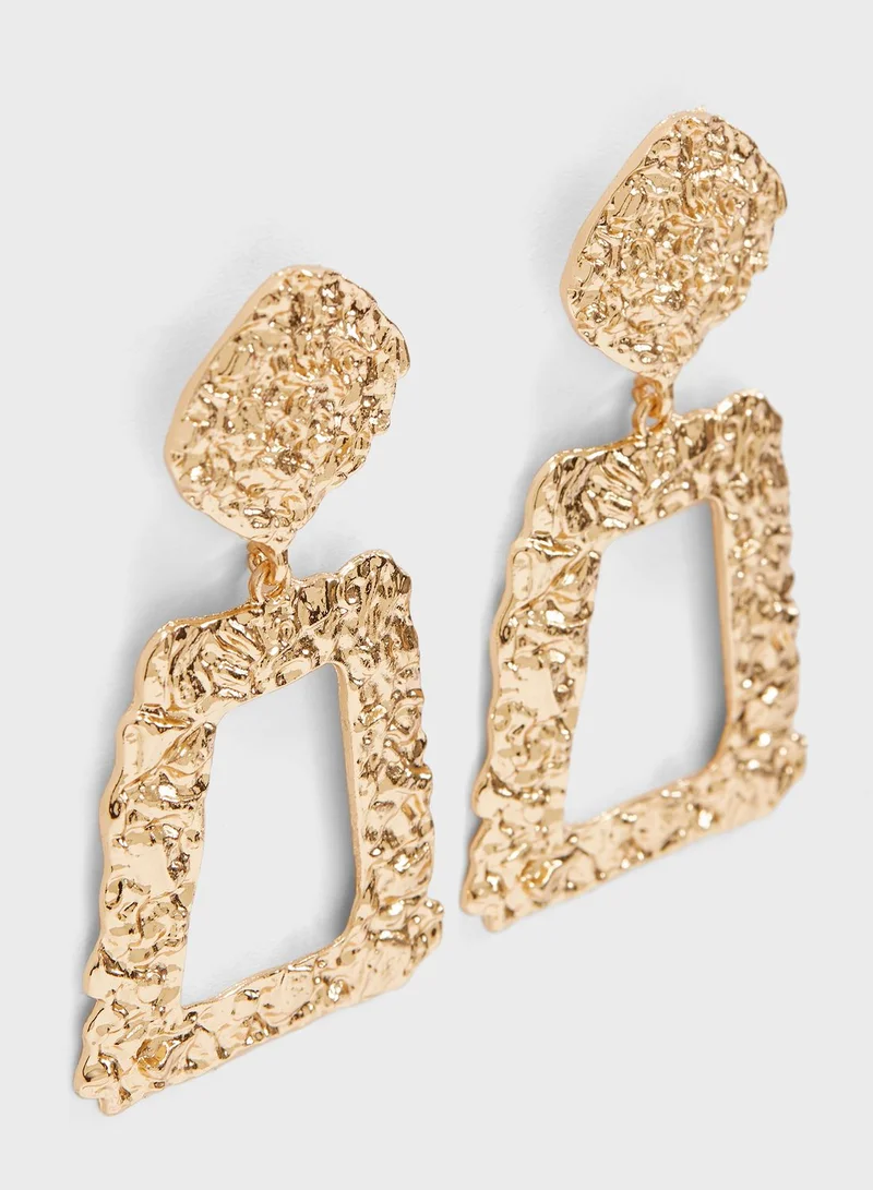 Ginger Open Rectangle Textured Drop Earing