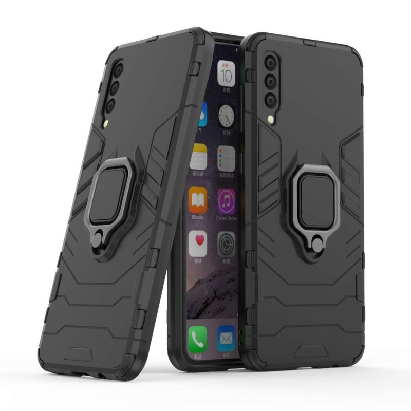 MaiJin Compatible with Samsung Galaxy A50 Galaxy A50S Galaxy A30S Case Metal Ring Grip Kickstand Shockproof Hard Bumper Works with Magnetic Car Mount Dual Layer Rugged Cover Black
