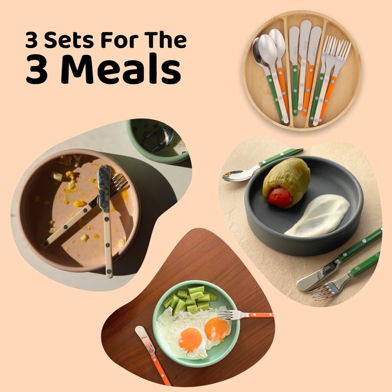 APLAINR Kids Silverware Set, Stainless Steel Toddler Silverware with Bamboo Organizer, Montessori Kids Utensils, 10 Piece Cutlery Set with Forks, Spoons & Knives, Children Safe Metal Flatware - Image 3