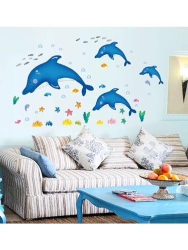 HEUREKA Dolphin Fish Marine Animals Wall Décor Wall Sticker (45 x 60 cm) - Image 1