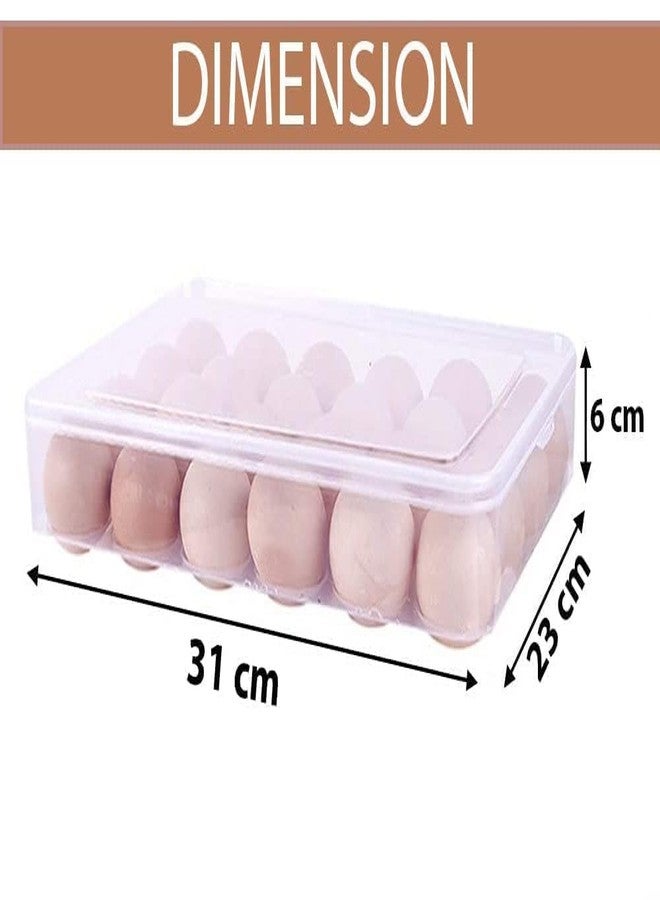 JOLYMIT Space Saver Egg Tray with Lid for Refrigerator Kitchen, Plastic Fridge Smart Egg Tray Holder Case (31 X 23 X 6/1 Pcs/Transparent) - Image 2