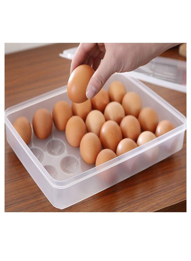 JOLYMIT Space Saver Egg Tray with Lid for Refrigerator Kitchen, Plastic Fridge Smart Egg Tray Holder Case (31 X 23 X 6/1 Pcs/Transparent) - Image 5