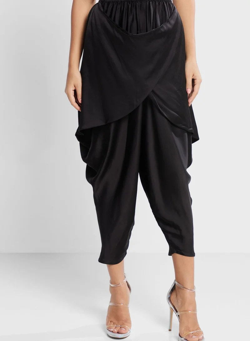The Arab Crab One Shoulder Lace Trim Kurti & Dhoti Pants Set