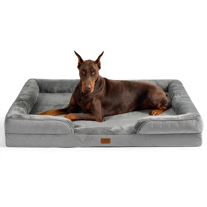 Bedsure XXL Orthopedic Dog Bed for Extra Large Dogs - Washable Giant Dog Cat Bed Waterproof, Comfort Dogs Couch Sofa with Washable Removable Cover, Pet Bed with Nonskid Bottom, Grey, 52" - Image 1