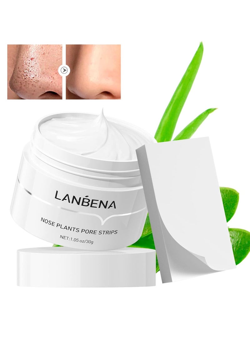 LANBENA LANBENA Blackhead Mask with 60 pcs Strips, Blackhead Remover Peel off Mask, Nose Plants Pore Cleanser Purifying Face Mask(1.05oz/30g)  - Image 1