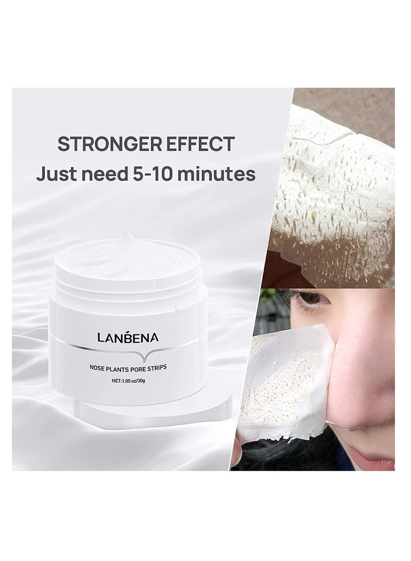 LANBENA LANBENA Blackhead Mask with 60 pcs Strips, Blackhead Remover Peel off Mask, Nose Plants Pore Cleanser Purifying Face Mask(1.05oz/30g)  - Image 2