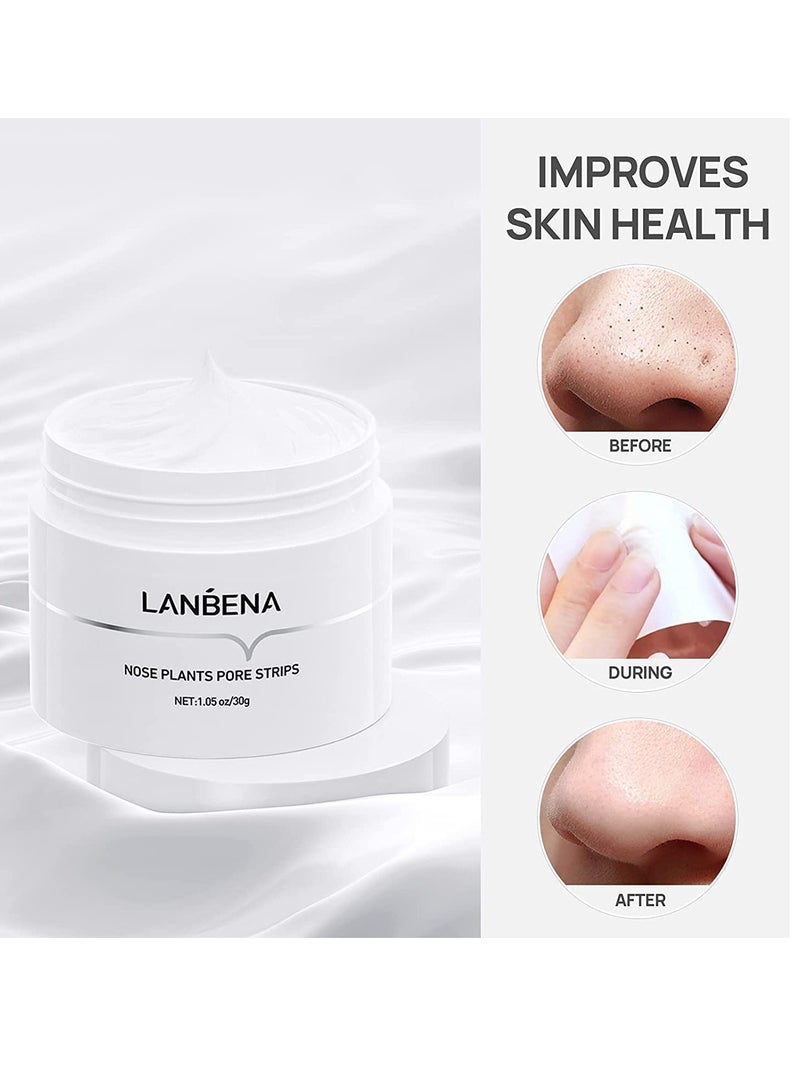 LANBENA LANBENA Blackhead Mask with 60 pcs Strips, Blackhead Remover Peel off Mask, Nose Plants Pore Cleanser Purifying Face Mask(1.05oz/30g)  - Image 4