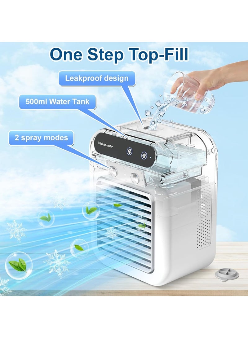 ELFSA Portable Air Conditioners, 25W Rechargeable Mini Portable AC Unit 2 Cool Air Spray, Personal Cooling Fan with 2 Speeds, Small Room Air Conditioners for Bedroom, Office, Outdoor - Image 3