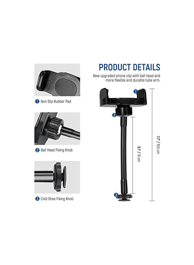 Neewer Ring Light Soft Tube and Cellphone Holder Set for Ring Light with Standard Cold Shoe, Compatible with iPhone X/8 Plus/8/7 Plus/7/6 plus/6/5, Samsung, Huawei and other Android Smartphones - Image 5