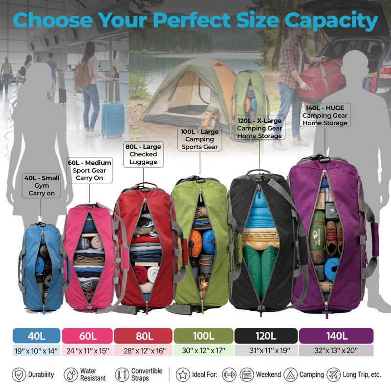 Bago Medium Duffle Bag for Travel Women & Men. Durable Lightweight Foldable Travel Duffel Bags For Traveling Women. 60L Duffle Bags For Overnight Bag With Shoe Compartment Collapsible Weekender duffel - Image 3