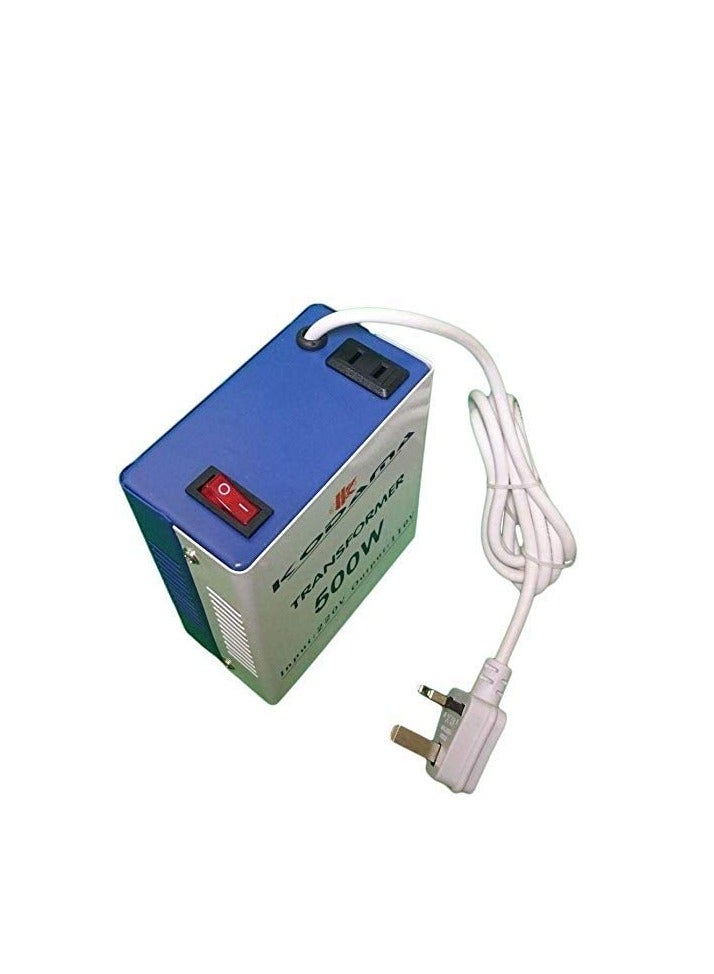 Kodama 500 Watt Universal 3 Pin UK Power Cord With Safety Fuse Included Plug Transformer 220V To 110V Step Down Power Converter Input Voltage 220V & Output Voltage is 110V Color Blue/White - Image 4