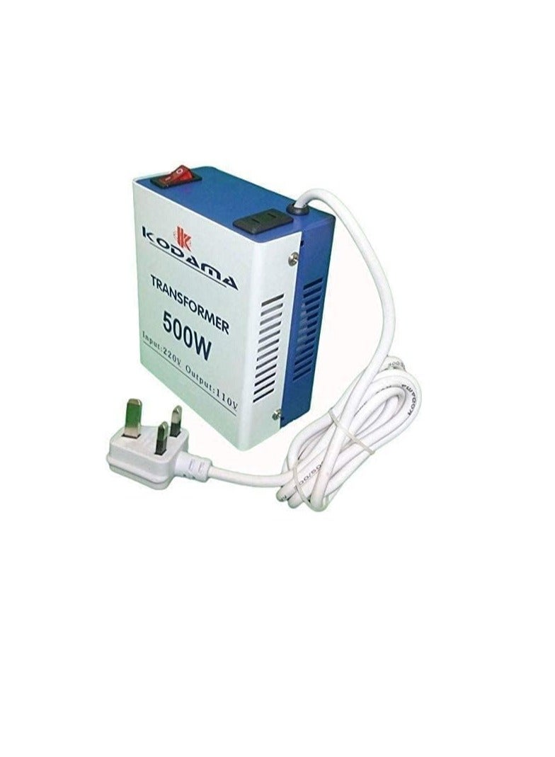 Kodama 500 Watt Universal 3 Pin UK Power Cord With Safety Fuse Included Plug Transformer 220V To 110V Step Down Power Converter Input Voltage 220V & Output Voltage is 110V Color Blue/White - Image 3