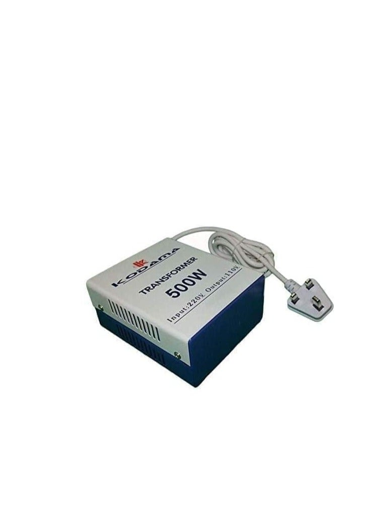 Kodama 500 Watt Universal 3 Pin UK Power Cord With Safety Fuse Included Plug Transformer 220V To 110V Step Down Power Converter Input Voltage 220V & Output Voltage is 110V Color Blue/White - Image 2