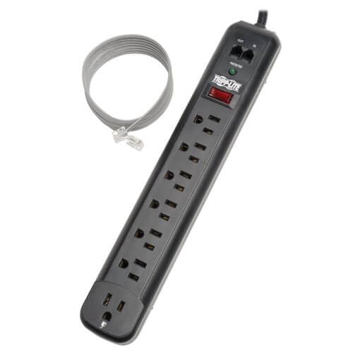 Tripp Lite 7 Outlet (6 Right Angle 1 Transformer) Surge Protector Power Strip, 6ft Cord, Tel/Modem, & $50K INSURANCE (TLP76RBTEL), Black - Image 3