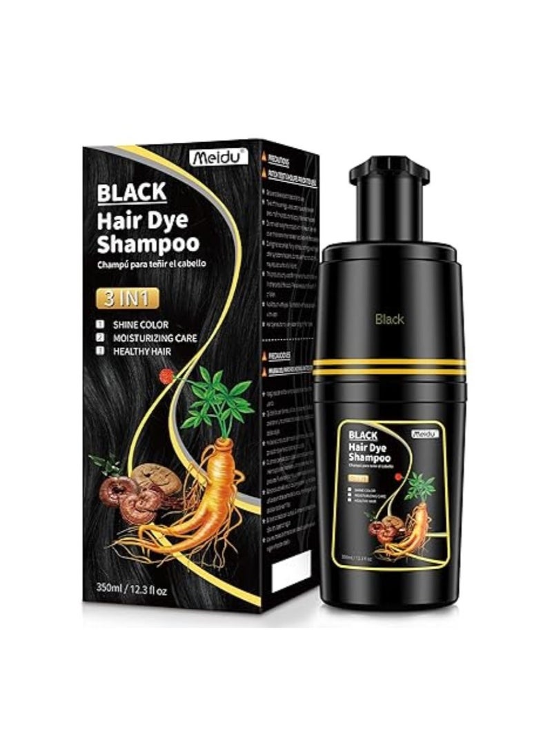 3-in-1 Black Hair Dye Shampoo, Shampoo for Color-Treated Hair, 100% Gray Coverage