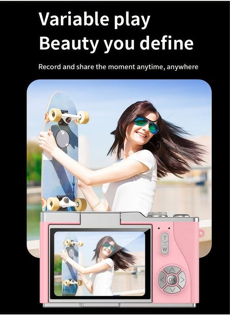 ليلى كاميرا رقمية 4K CCD للطلاب بدقة 48 ميجابكسل مع شاشة قابلة للقلب 180° للселفي وتكبير رقمي - هدية بطاقة ذاكرة 64GB  - Image 2