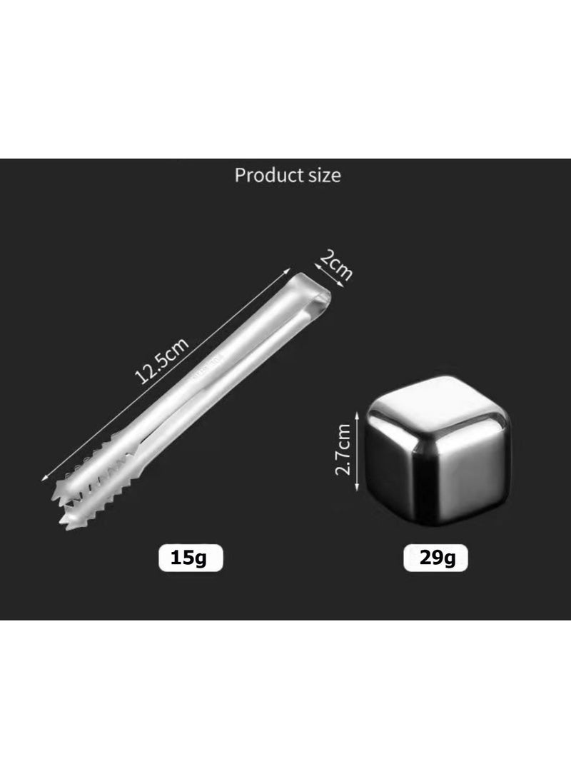 Stainless Steel Reusable Ice Cubes Stones, Ice Cubes Set with Head Tongs and Ice Cube Trays(Set of 8)  - Image 3