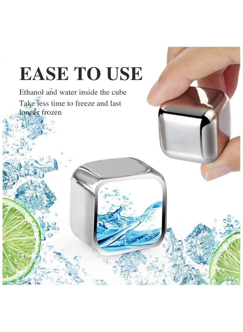 Stainless Steel Reusable Ice Cubes Stones, Ice Cubes Set with Head Tongs and Ice Cube Trays(Set of 8)  - Image 4