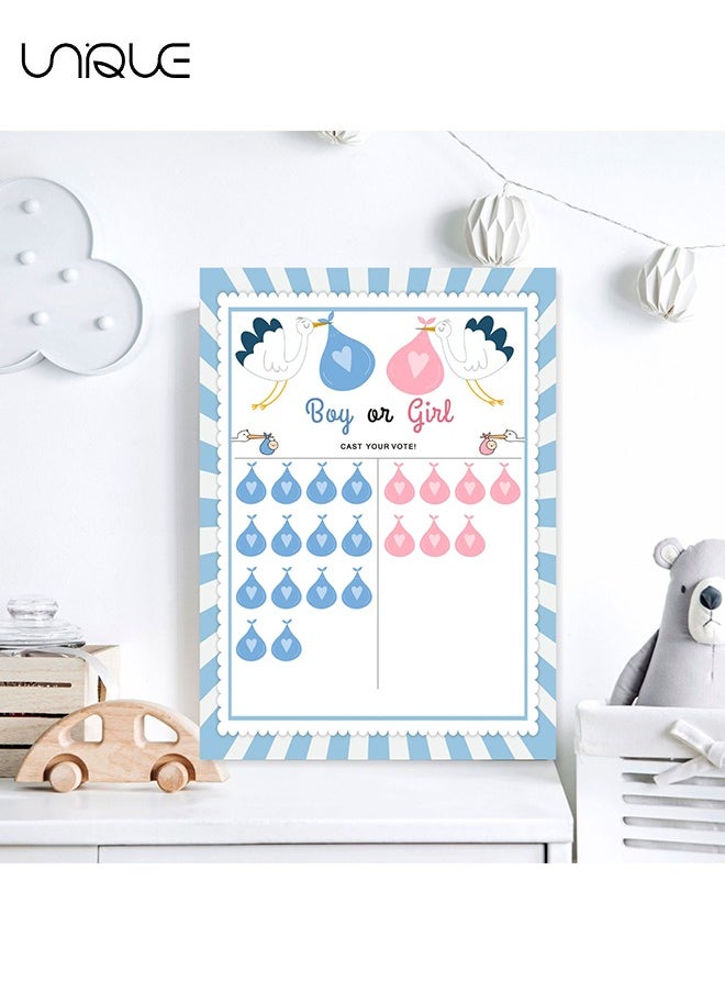Baby Gender Reveal Board, Party Supplies Kit with Decorations Games with 36 PCS Pink Blue Stickers, Gender Reveal Voting Poster Board, Chalkboard Design Party Games Supplies Kit