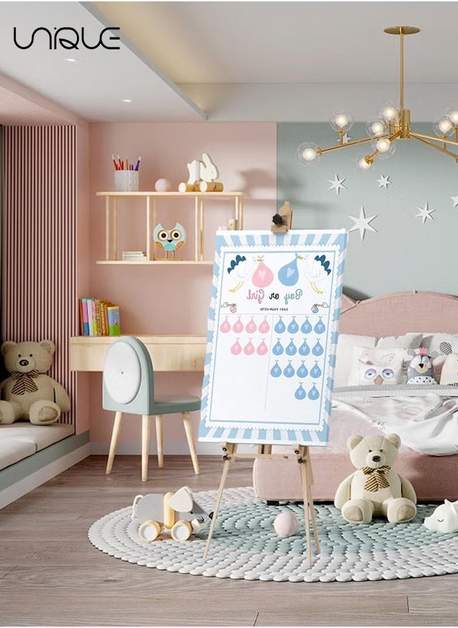 Baby Gender Reveal Board, Party Supplies Kit with Decorations Games with 36 PCS Pink Blue Stickers, Gender Reveal Voting Poster Board, Chalkboard Design Party Games Supplies Kit