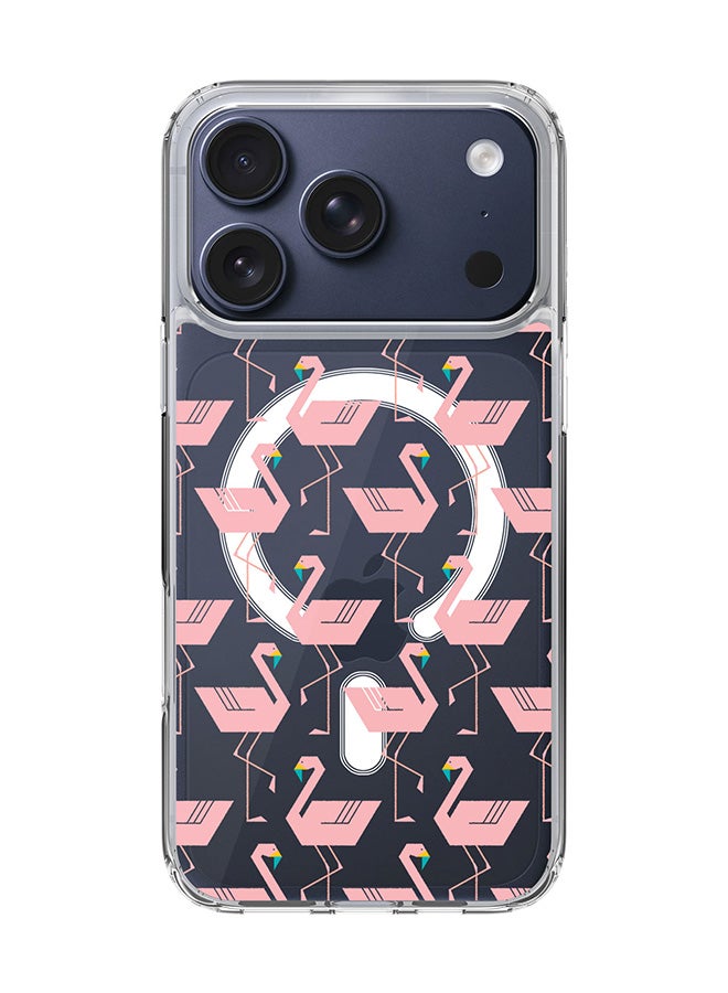 Stylizedd Classic Clear MagSafe Case for iPhone 17 Pro , Hybrid Soft Case Flexible Edges Anti Drop TPU PC Gel Thin Transparent Cover [ Designed for iPhone 17 Pro ] - Feminine Flamingos - Image 1