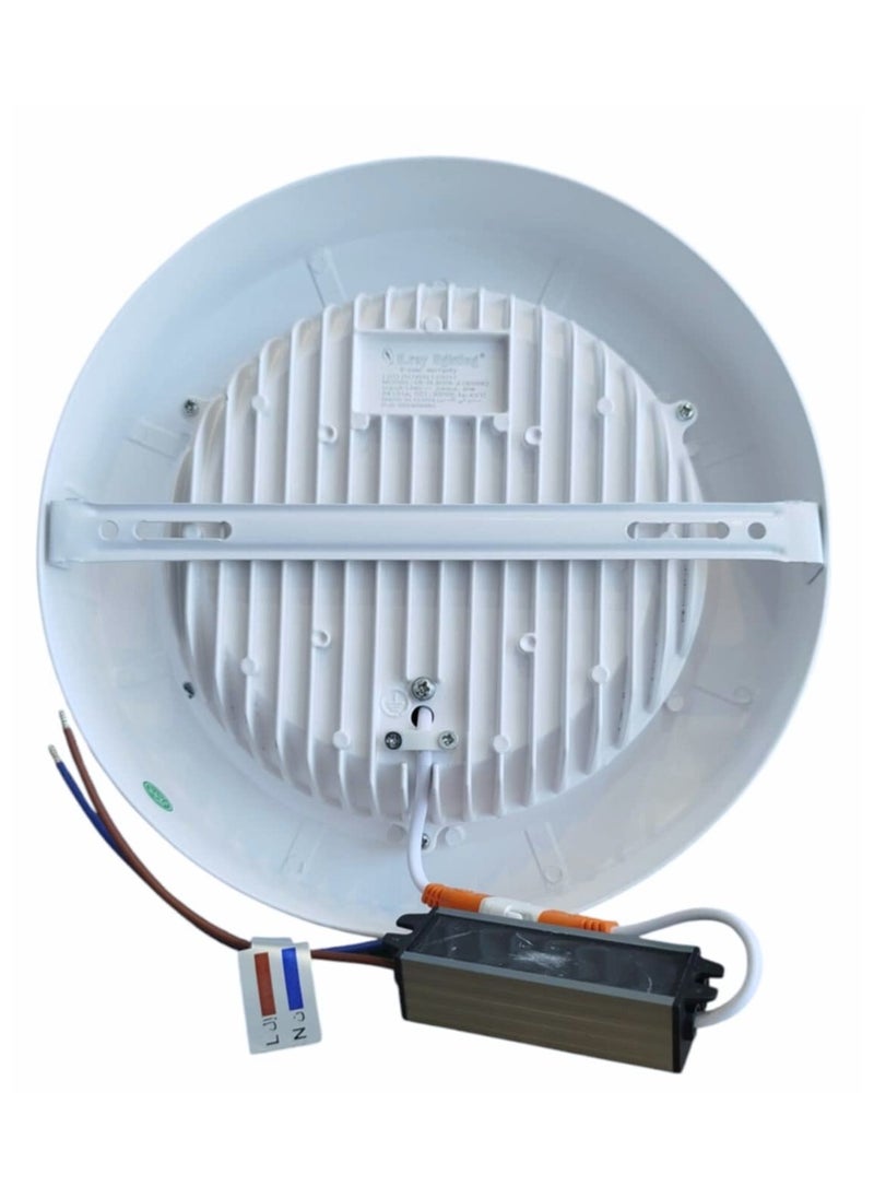 كي راي - لوحة إضاءة LED دائرية 30 واط – ضوء أبيض دافئ 3000 كلفن، سطوع فائق وكفاءة عالية في استهلاك الطاقة – مصباح سقف مقاوم للماء للاستخدام الداخلي والخارجي – متين وطويل العمر. - Image 1