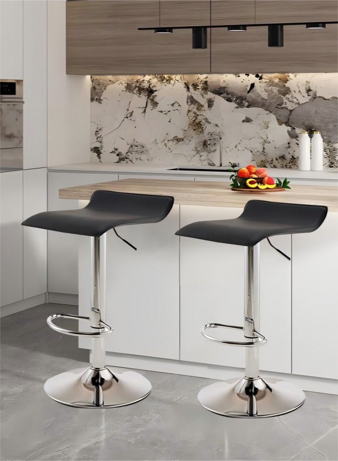 2PC Bar Stool Height Adjustable Bar Chairs 360° Swivel Kitchen Dinning Chair Modern Counter Chairs with Footrest for Home Kitchen Cafe Parlor Balcony - Image 1