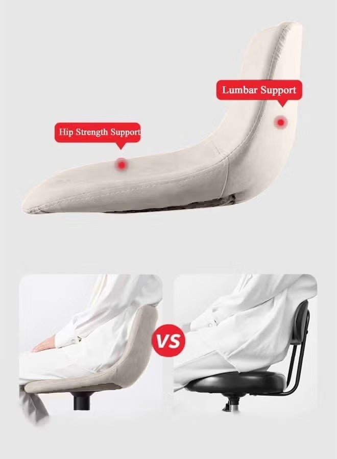 كرسي بار مكون من قطعتين بارتفاع قابل للتعديل وكرسي بار يدور 360 درجة وكرسي طعام مطبخ حديث مع مسند ظهر ومسند قدم للمنزل والمطبخ والمقهى والشرفة (بيج) - Image 3