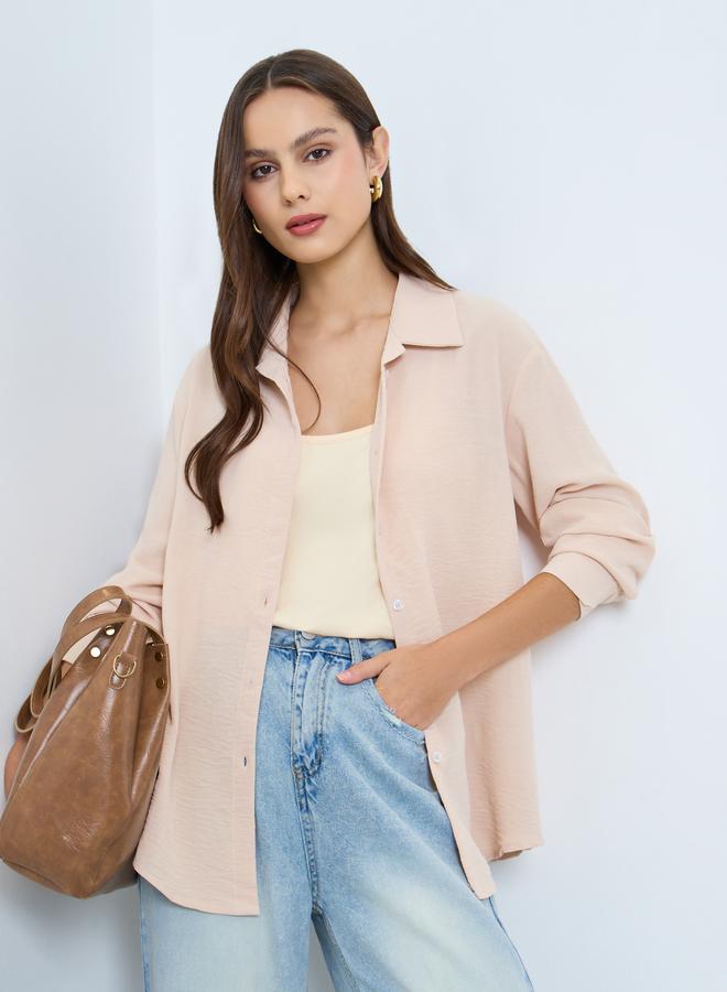 Take Two Beige Long Sleeve Button-Up Shirt - Image 1