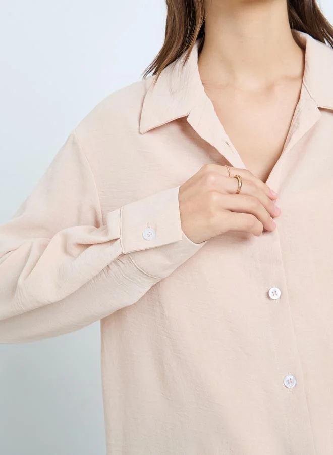 تايك تو قميص بأزرار أمامية وأكمام طويلة