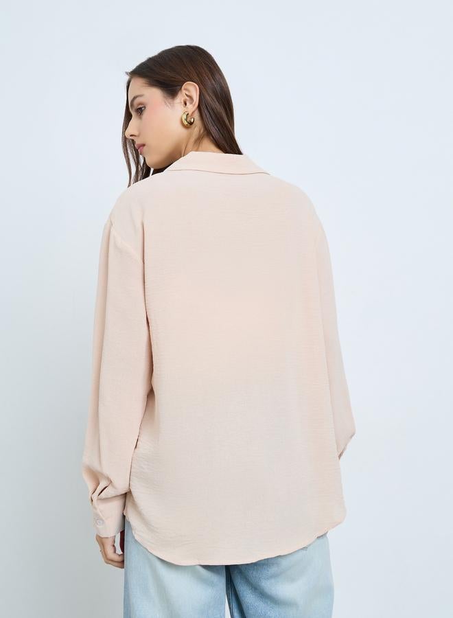 Take Two Beige Long Sleeve Button-Up Shirt - Image 5