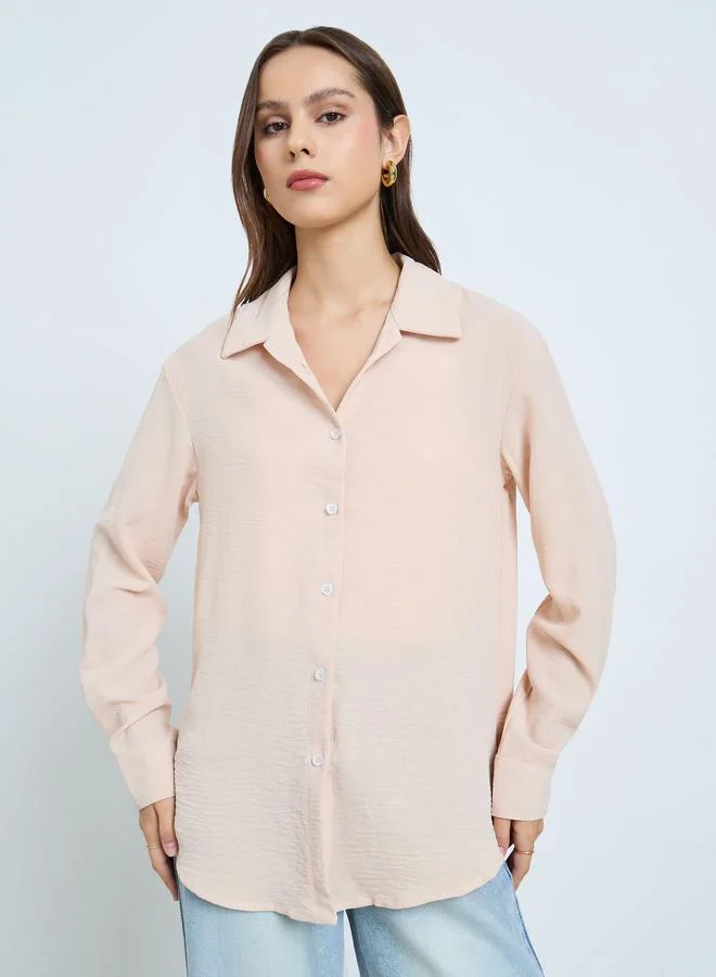 تايك تو قميص بأزرار أمامية وأكمام طويلة