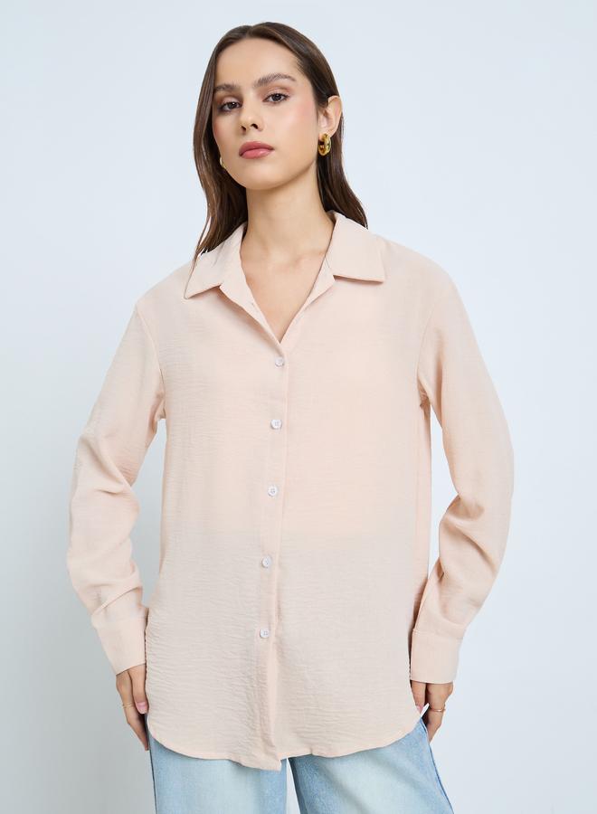 Take Two Beige Long Sleeve Button-Up Shirt - Image 3