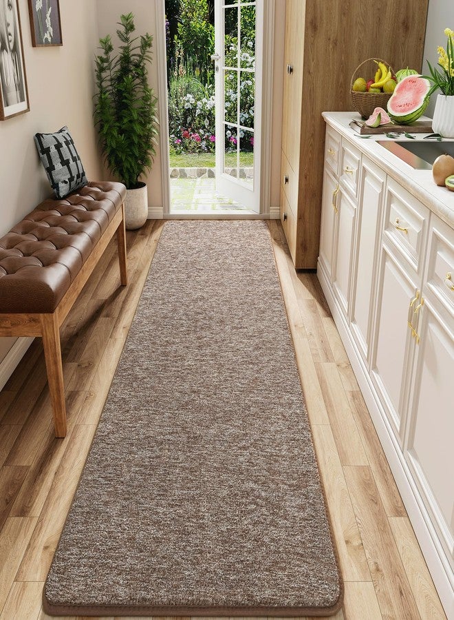 AROGAN سجادة ممر قابلة للغسل من أروجان، مقاس 2×8، للممرات، سجاد ممر طويل مع إسفنج ميموري فوم ناعم لغرفة النوم، سجاد ممرات مانع للانزلاق للممرات والمطابخ والحمامات ومداخل المنازل، لون بني مطفي - Image 1