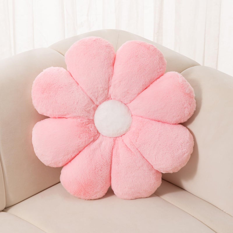 FIONOUT Pink Flower Pillow255In Flower Shaped Pillow Decorative Throw PillowsCute Pink Daisy PillowFloor Pillows for SittingRoom Decor  Plush Pillow for Bedroom Couch Chair65CM Pink