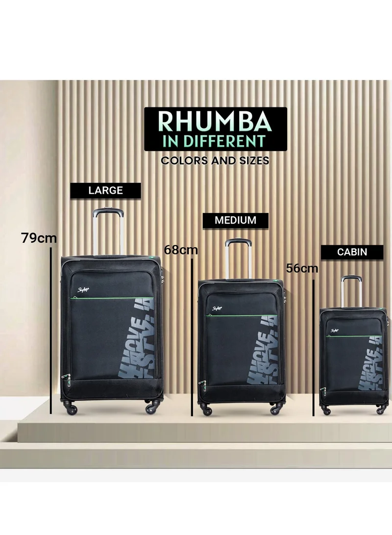 Skybags Rhumba Checked Luggage| 4W Str (E)| Polyester Soft Sided 360° 4 Wheels Spinner Trolleys| Medium-28 Inch- Black