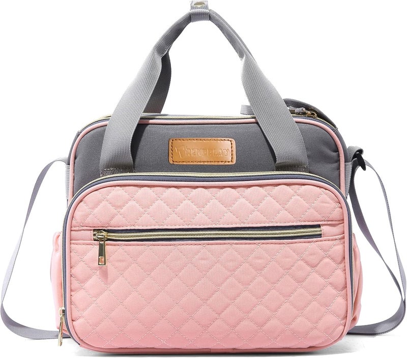 TRENDPLAY Baby Girl Diaper Bag Pink Mom Tote On The Go - Image 1