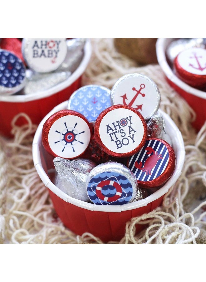 DISTINCTIVS - Ahoy It'S A Boy Baby Shower Favor Stickers 180 Labels - Image 1