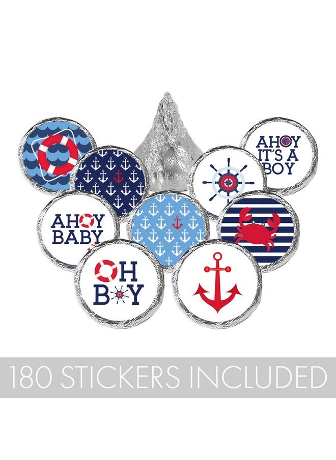 DISTINCTIVS - Ahoy It'S A Boy Baby Shower Favor Stickers 180 Labels - Image 1