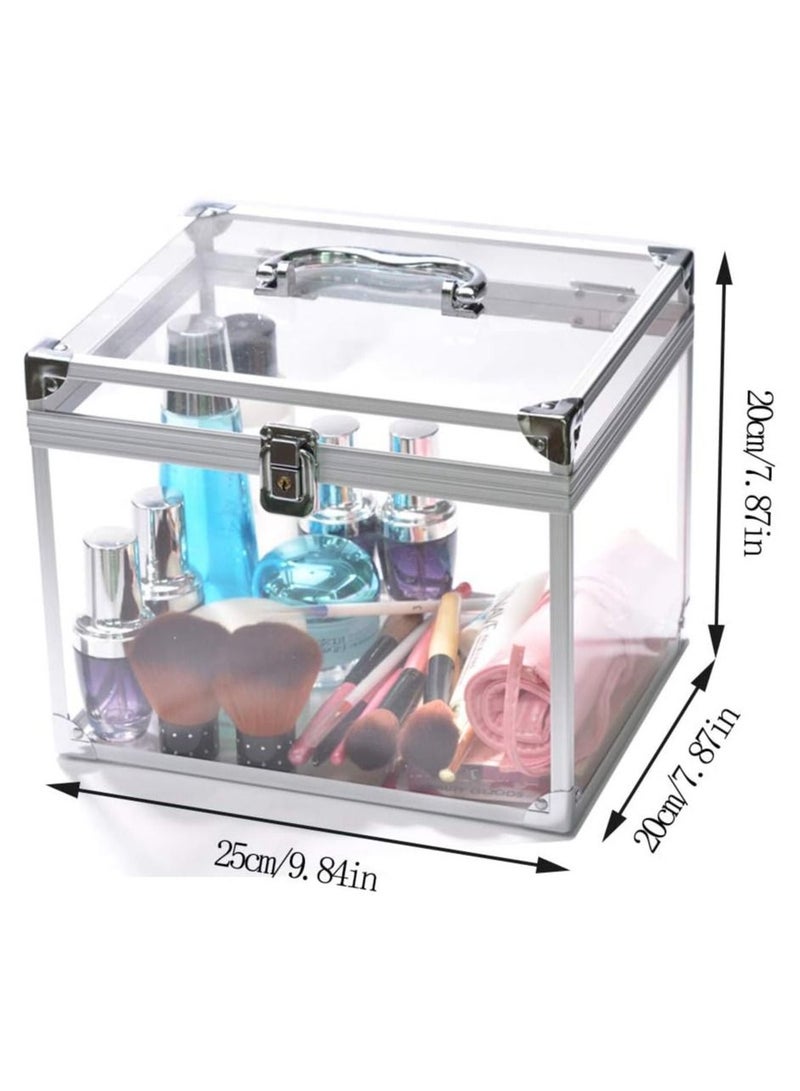 DubaiGallery Large Transparent Acrylic Cosmetic Skin Care Products Desktop Storage Box with Lid and Lock Waterproof Exquisite Home Suitcase - Image 2