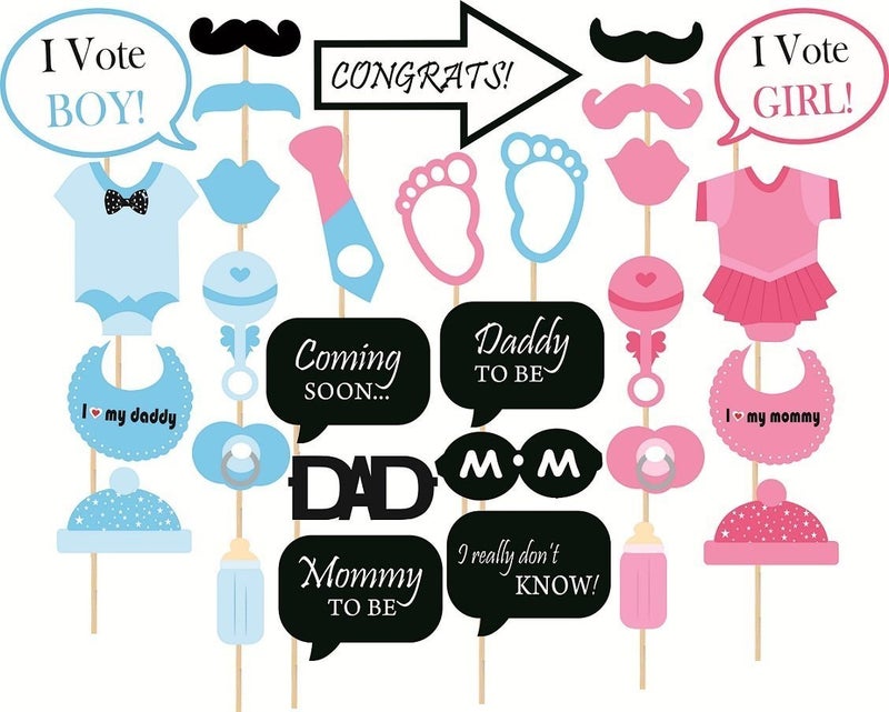 SYGA Baby Shower Party Decorative Banner with Photo Booth Props - Image 1