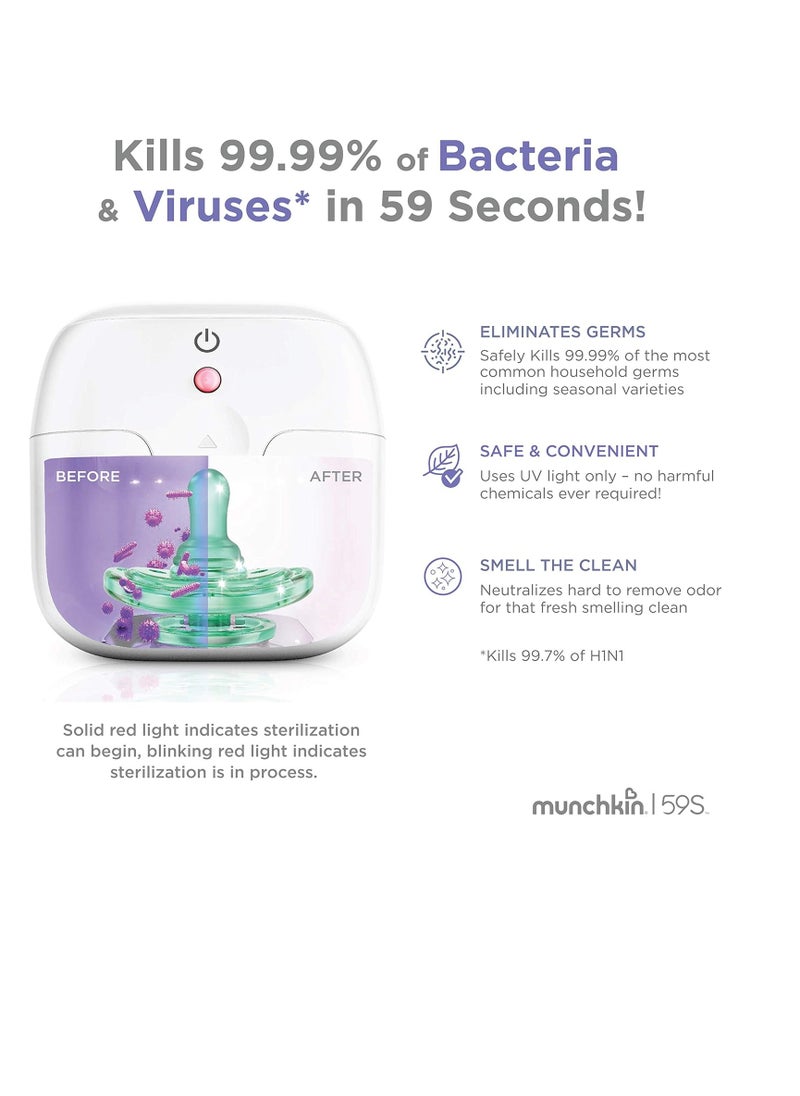 Munchkin Inc - Munchkin Portable UV Sterilizer and Sanitizer Box, Eliminates 99.99% of Germs in 59 Seconds, Mini UV-C Cleaner for Pacifiers and More, White - Image 1