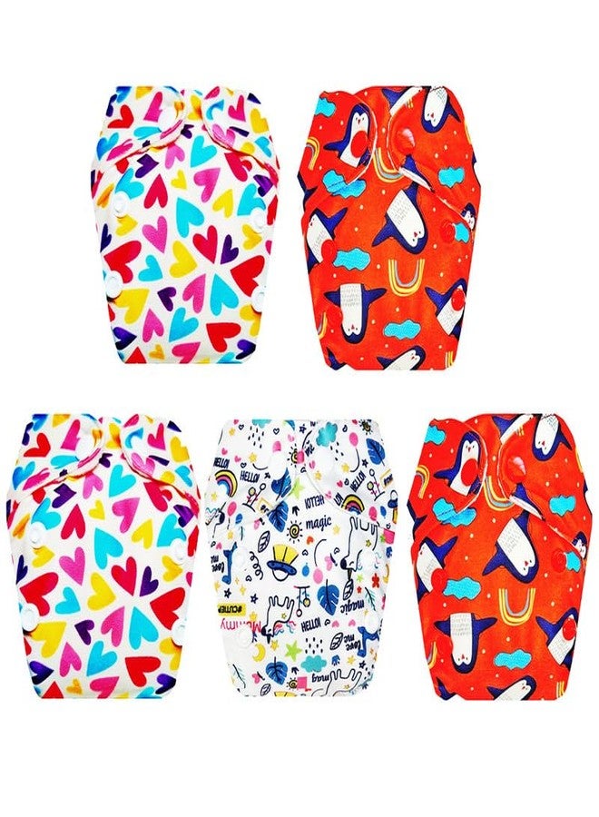 Dumbledo Premium Newborn Cloth Diaper with Integrated Soaker (Pack of 5) | Dry Feel and Comfortable | Leakproof | Adjustable Snaps | Perfect for Indian Summers | 0 - 4 Months | Unisex Baby - Image 1