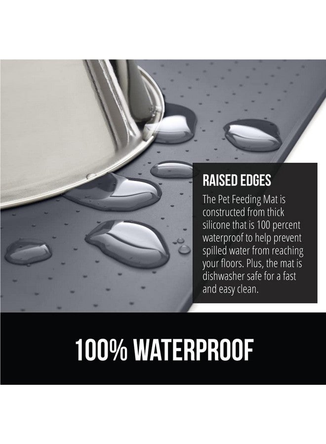 GORILLA GRIP 100% Waterproof Raised Edge BPA Free Silicone Pet Feeding Mat, Dog Cat Food Mats Contain Spills Protects Floors, Placemats for Cats and Dogs Water Bowl, Pets Accessories 23x15 Gray - Image 2